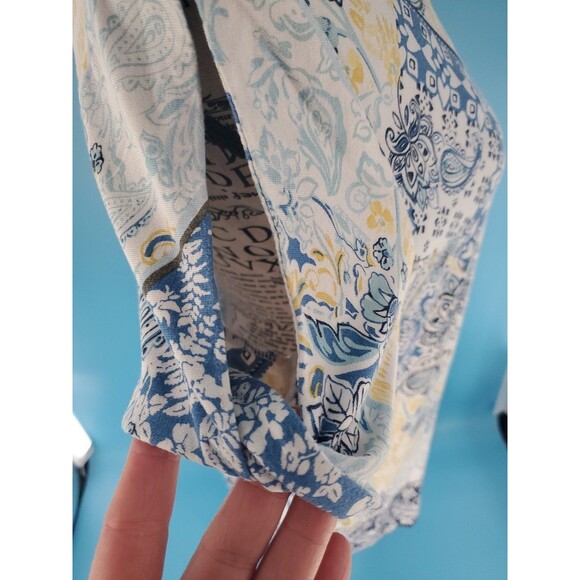 Women Short Sleeve Top Lg Floral Boho Multicolor Open Sleeve Lightweight Casual - Picture 9 of 16